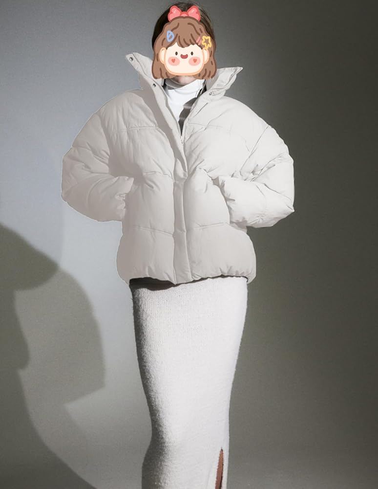 OVY　Stand Collar Padded Coat L Bufushaoh Women's Winter Puffer Jacket Baggy Stand Collar